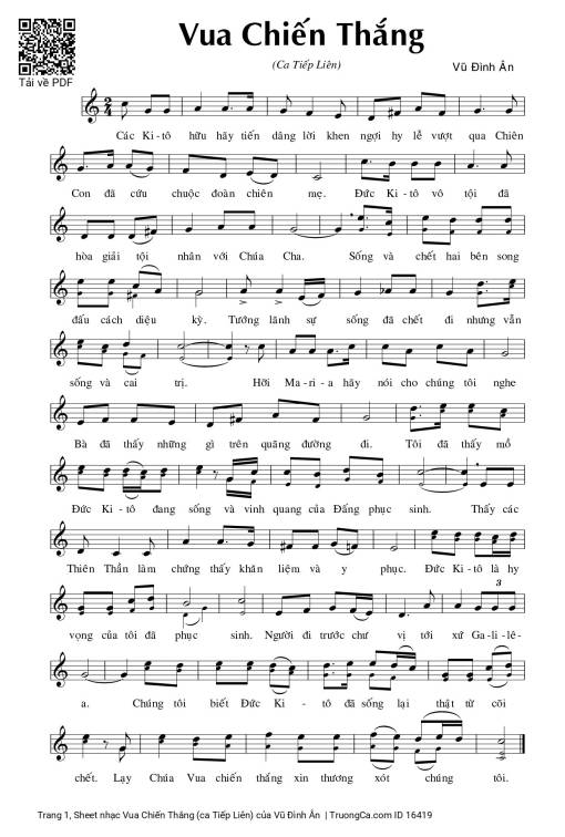 Sheet nhạc PDF bài Vua Chiến Thắng (ca Tiếp Liên)