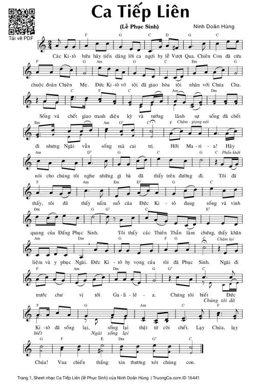 Sheet nhạc PDF bài Ca Tiếp Liên (lễ Phục Sinh)