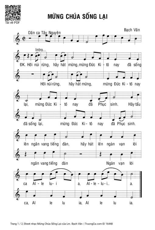 Sheet nhạc PDF bài Mừng Chúa Sống Lại