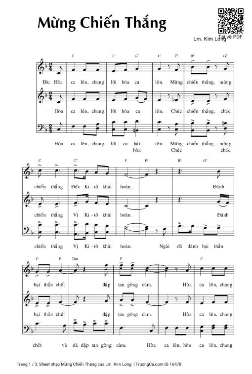 Sheet nhạc PDF bài Mừng Chiến Thắng