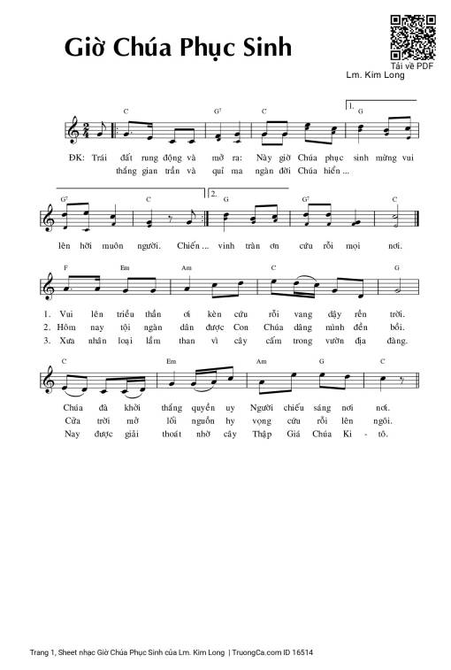 Sheet nhạc PDF bài Giờ Chúa Phục Sinh