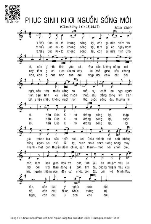 Sheet nhạc PDF bài Phục Sinh Khơi Nguồn Sống Mới