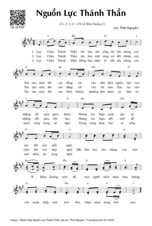 Sheet nhạc PDF bài Nguồn Lực Thánh Thần