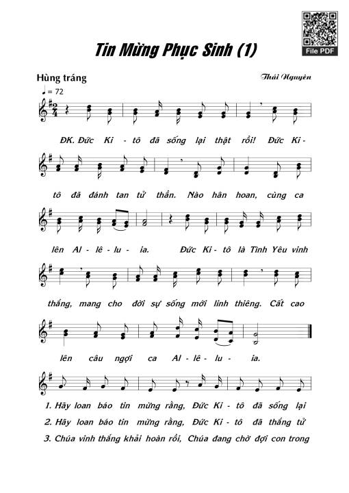 Sheet nhạc PDF bài Tin Mừng Phục Sinh 1