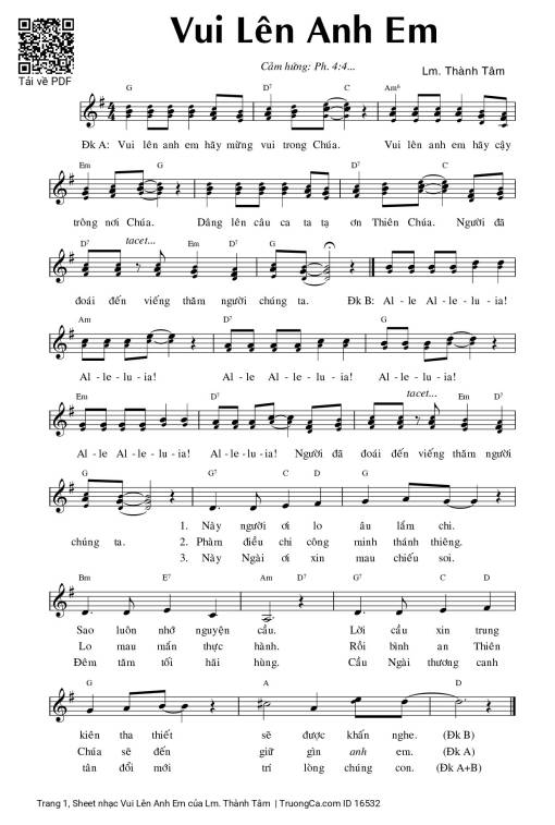 Sheet nhạc PDF bài Vui Lên Anh Em
