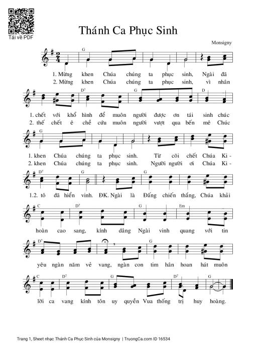 Sheet nhạc PDF bài Thánh Ca Phục Sinh