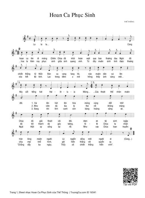 Sheet nhạc PDF bài Hoan Ca Phục Sinh