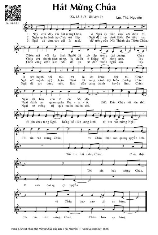 Sheet nhạc PDF bài Hát Mừng Chúa