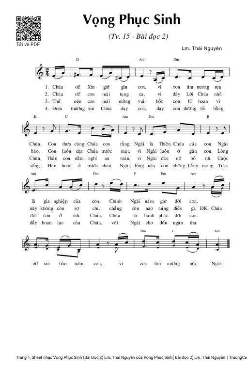 Thánh vịnh 15, Vọng Phục Sinh (Bài Đọc 2)