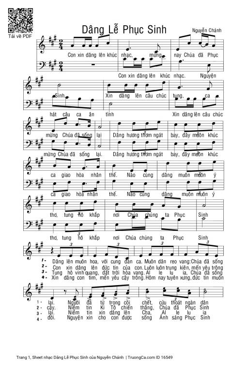 Sheet nhạc PDF bài Dâng Lễ Phục Sinh