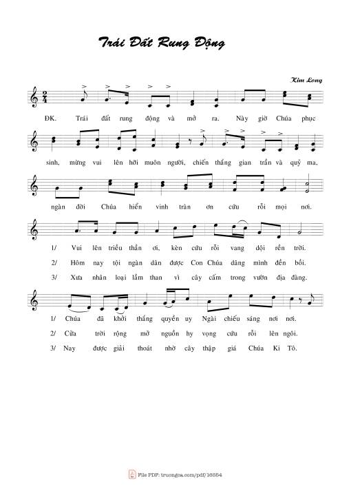 Sheet nhạc PDF bài Trái đất Rung động