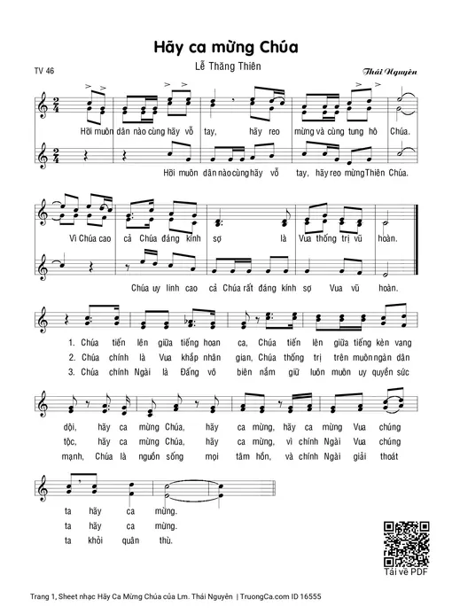 Sheet nhạc PDF bài Hãy Ca Mừng Chúa