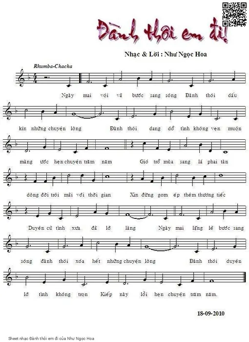Sheet nhạc PDF bài Đành thôi em đi