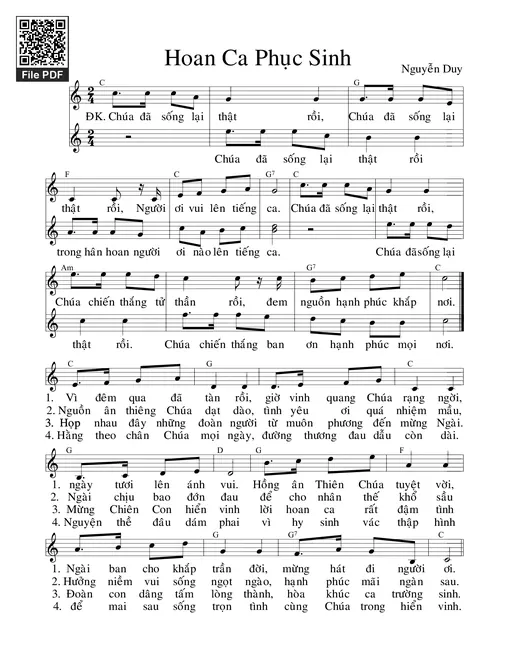 Sheet nhạc PDF bài Hoan Ca Phục Sinh