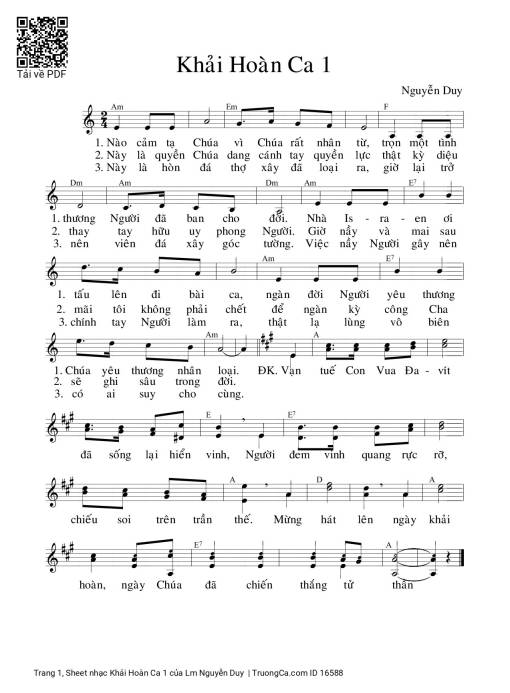 Sheet nhạc PDF bài Khải Hoàn Ca 1