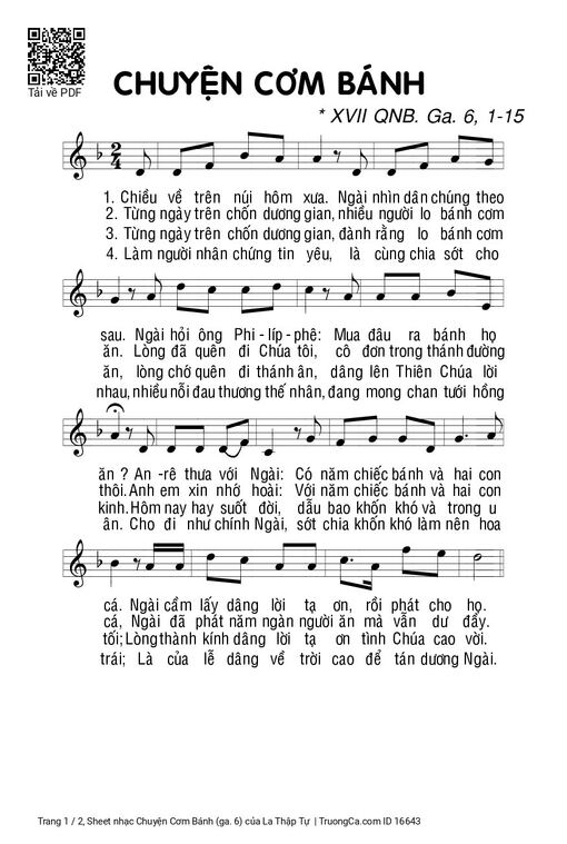 Sheet nhạc PDF bài Chuyện Cơm Bánh (ga. 6)