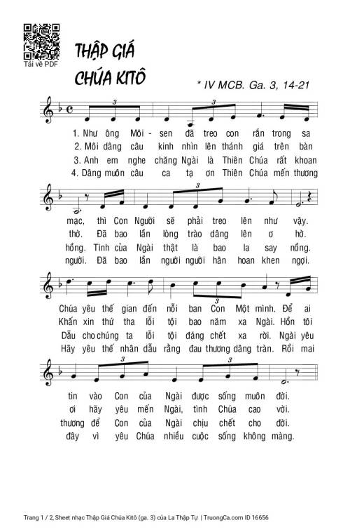 Sheet nhạc PDF bài Thập Giá Chúa Kitô (ga. 3)