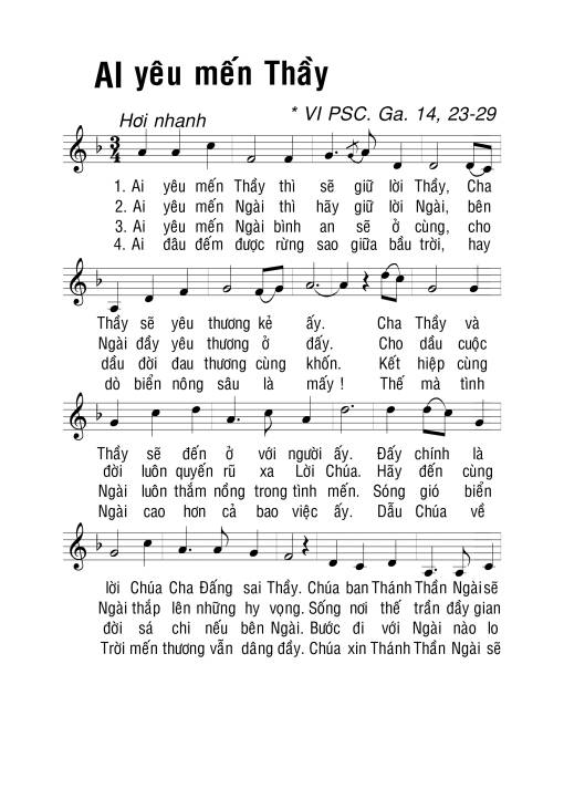 Sheet nhạc PDF bài Ai Yêu Mến Thầy