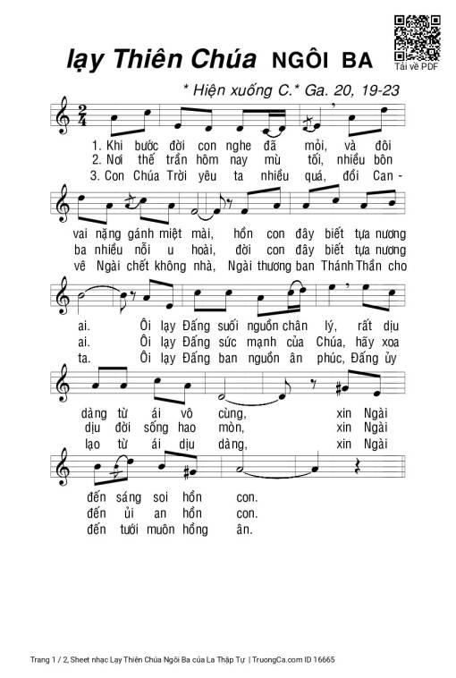Sheet nhạc PDF bài Lạy Thiên Chúa Ngôi Ba