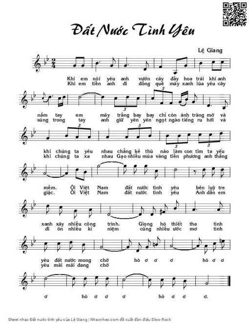 Sheet nhạc PDF bài Đất nước tình yêu
