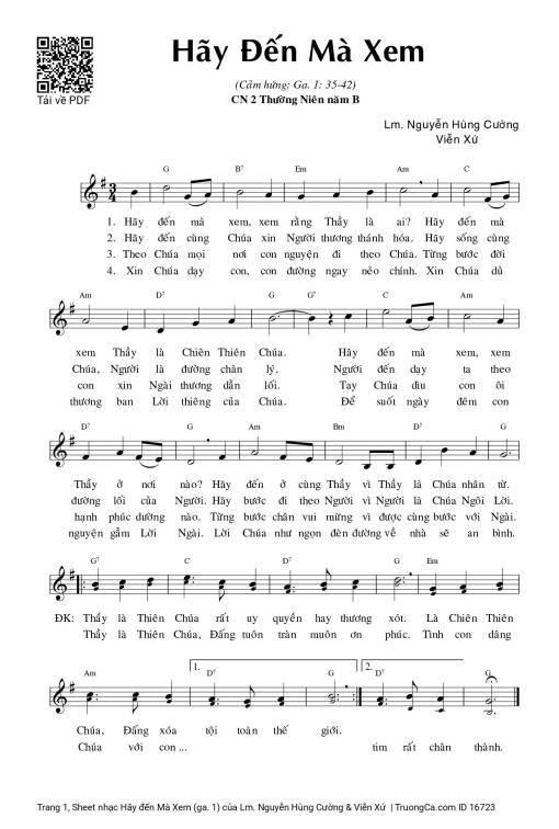 Sheet nhạc PDF bài Hãy đến Mà Xem (ga. 1)