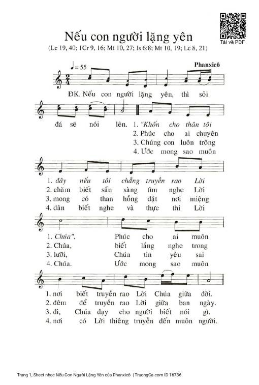 Sheet nhạc PDF bài Nếu Con Người Lặng Yên
