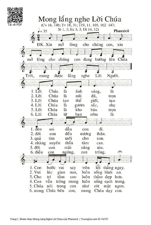 Sheet nhạc PDF bài Mong Lắng Nghe Lời Chúa