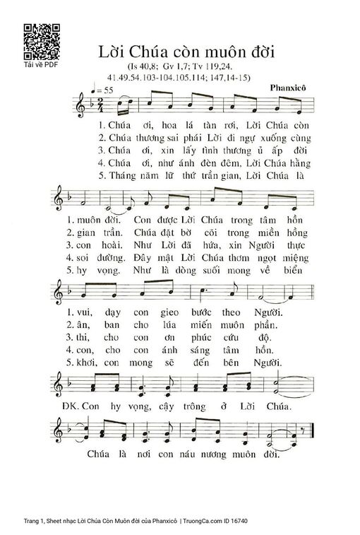 Sheet nhạc PDF bài Lời Chúa Còn Muôn đời