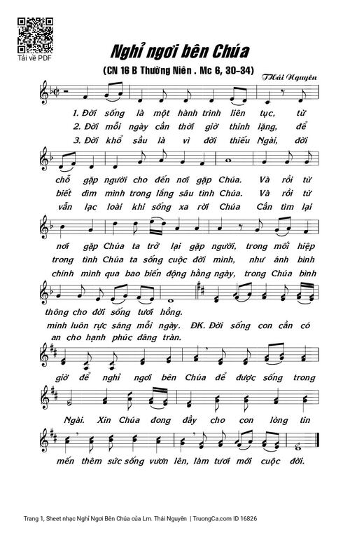 Sheet nhạc PDF bài Nghỉ Ngơi Bên Chúa