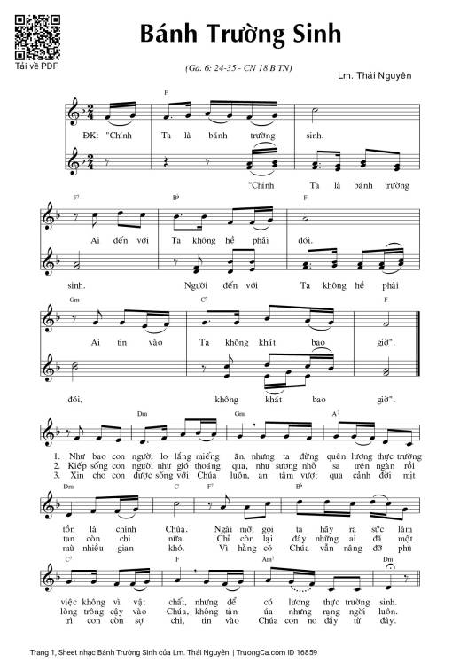 Sheet nhạc PDF bài Bánh Trường Sinh