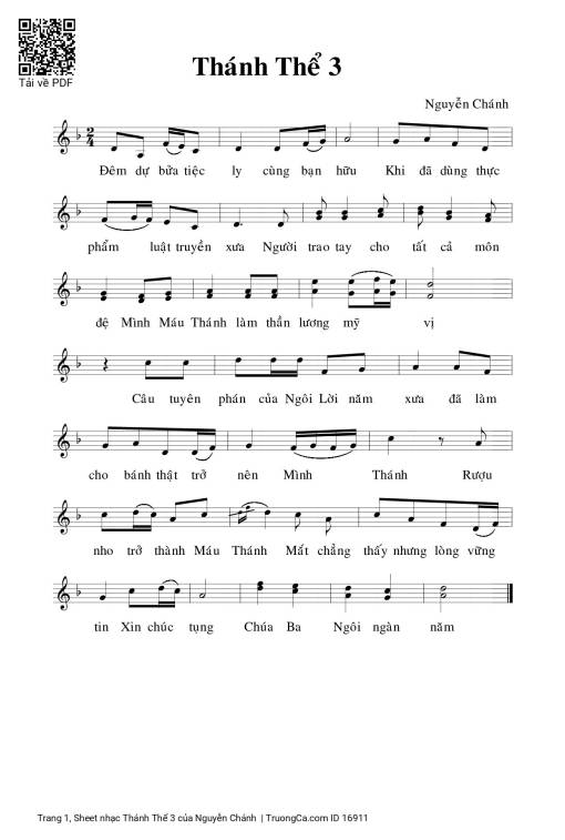 Sheet nhạc PDF bài Thánh Thể 3 - Nguyễn Chánh