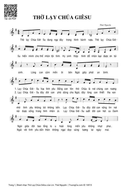 Sheet nhạc PDF bài Thờ Lạy Chúa Giêsu