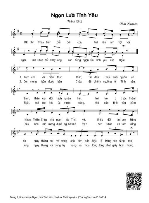 Sheet nhạc PDF bài Ngọn Lửa Tình Yêu