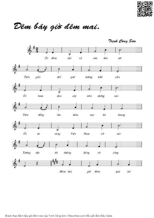 Sheet nhạc PDF bài Đêm bây giờ đêm mai