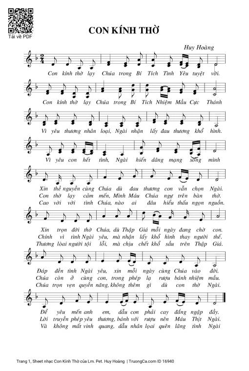 Con Kính Thờ - Lm. Pet. Huy Hoàng