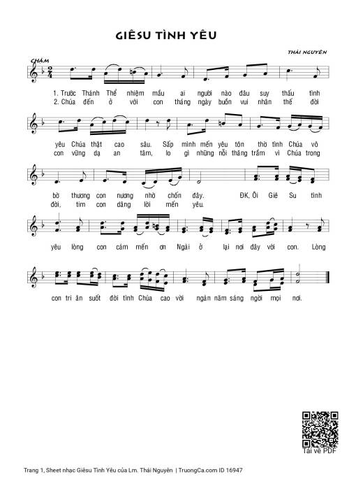 Sheet nhạc PDF bài Giêsu Tình Yêu