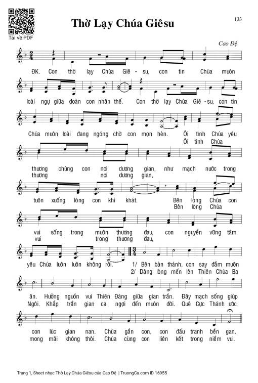 Sheet nhạc PDF bài Thờ Lạy Chúa Giêsu