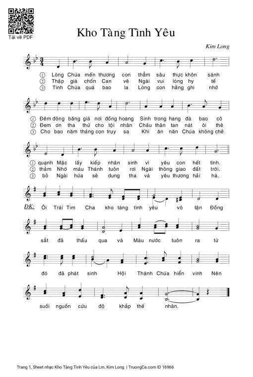 Sheet nhạc PDF bài Kho Tàng Tình Yêu