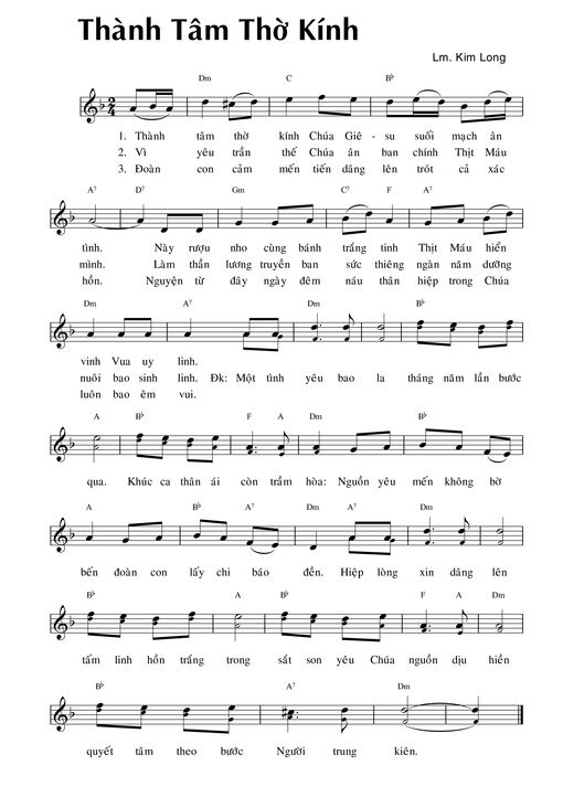 Sheet nhạc PDF bài Thành Tâm Thờ Kính