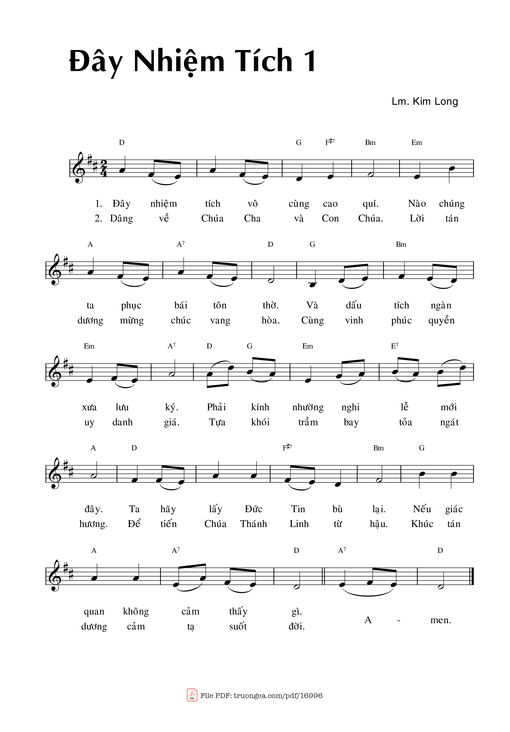 Sheet nhạc PDF bài đây Nhiệm Tích 1