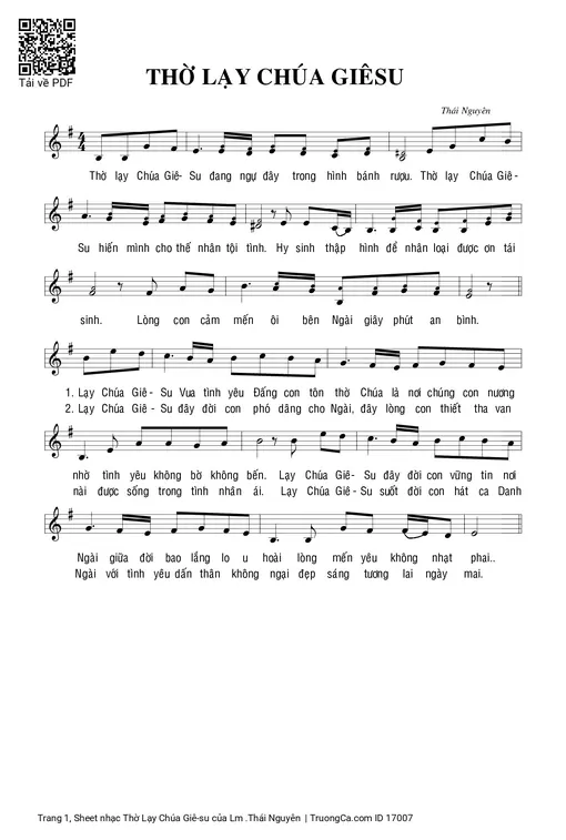 Sheet nhạc PDF bài Thờ Lạy Chúa Giê-su