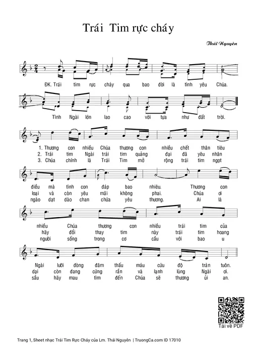 Sheet nhạc PDF bài Trái Tim Rực Cháy