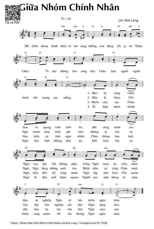 Sheet nhạc PDF bài Giữa Nhóm Chính Nhân