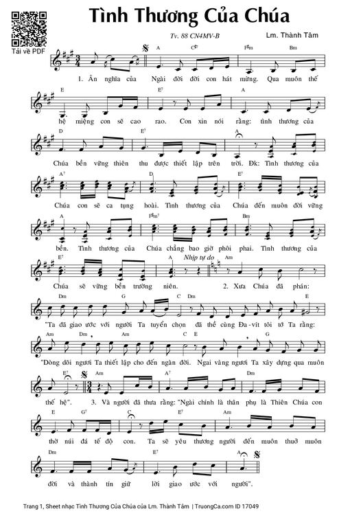 Sheet nhạc PDF bài Tình Thương Của Chúa