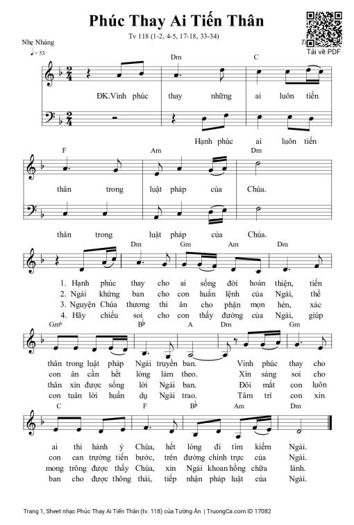 Sheet nhạc PDF bài Phúc Thay Ai Tiến Thân (tv. 118)