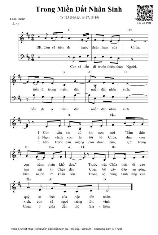 Sheet nhạc PDF bài Trong Miền đất Nhân Sinh (tv. 115)