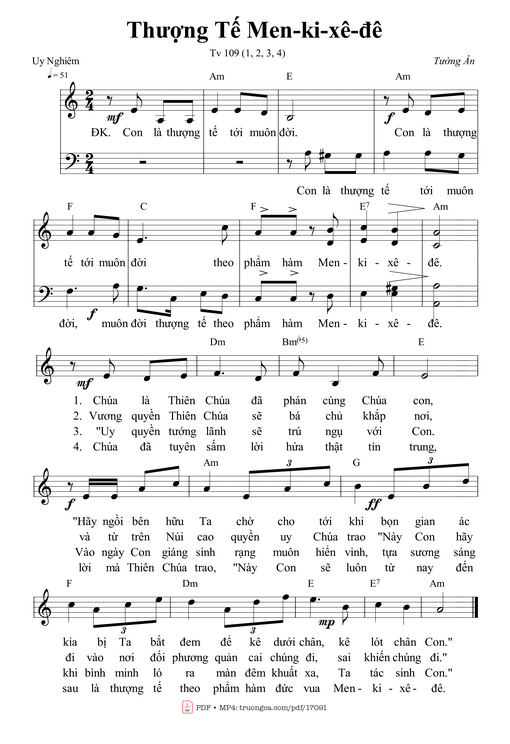 Sheet nhạc PDF bài Thượng Tế Men-ki-xê-đê (tv. 109)