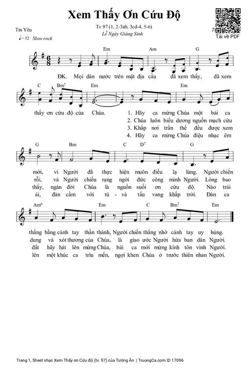 Sheet nhạc PDF bài Xem Thấy ơn Cứu độ (tv. 97)