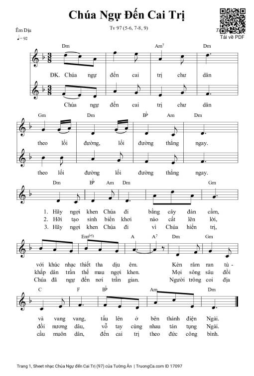 Sheet nhạc PDF bài Chúa Ngự đến Cai Trị (97)