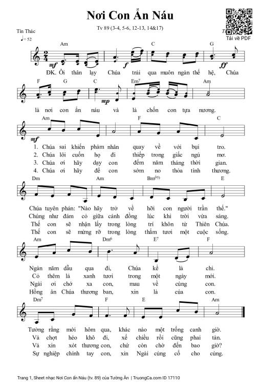 Sheet nhạc PDF bài Nơi Con ẩn Náu (tv. 89)